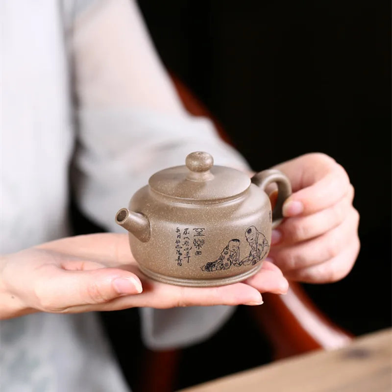 ball shaped infuser holes Chinese kungfu tea pot marked real yixing zisha duan clay pot handmade 155ml China master pot on sales