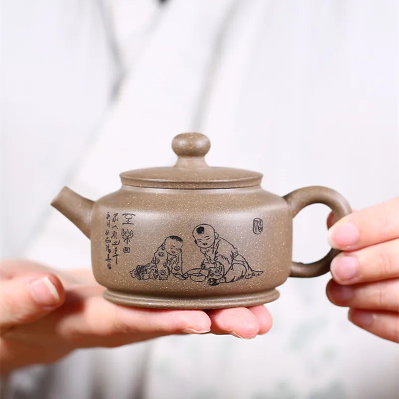 ball shaped infuser holes Chinese kungfu tea pot marked real yixing zisha duan clay pot handmade 155ml China master pot on sales