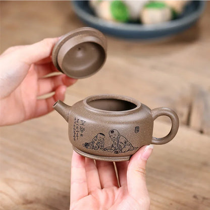 ball shaped infuser holes Chinese kungfu tea pot marked real yixing zisha duan clay pot handmade 155ml China master pot on sales