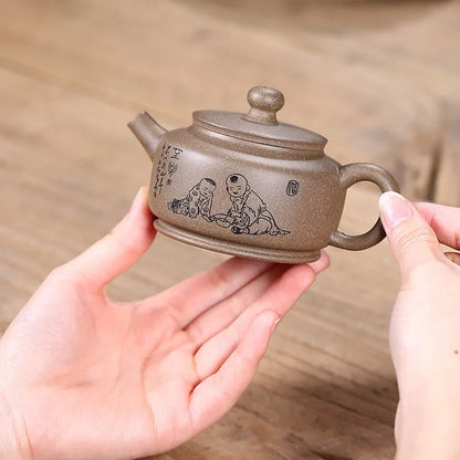 ball shaped infuser holes Chinese kungfu tea pot marked real yixing zisha duan clay pot handmade 155ml China master pot on sales