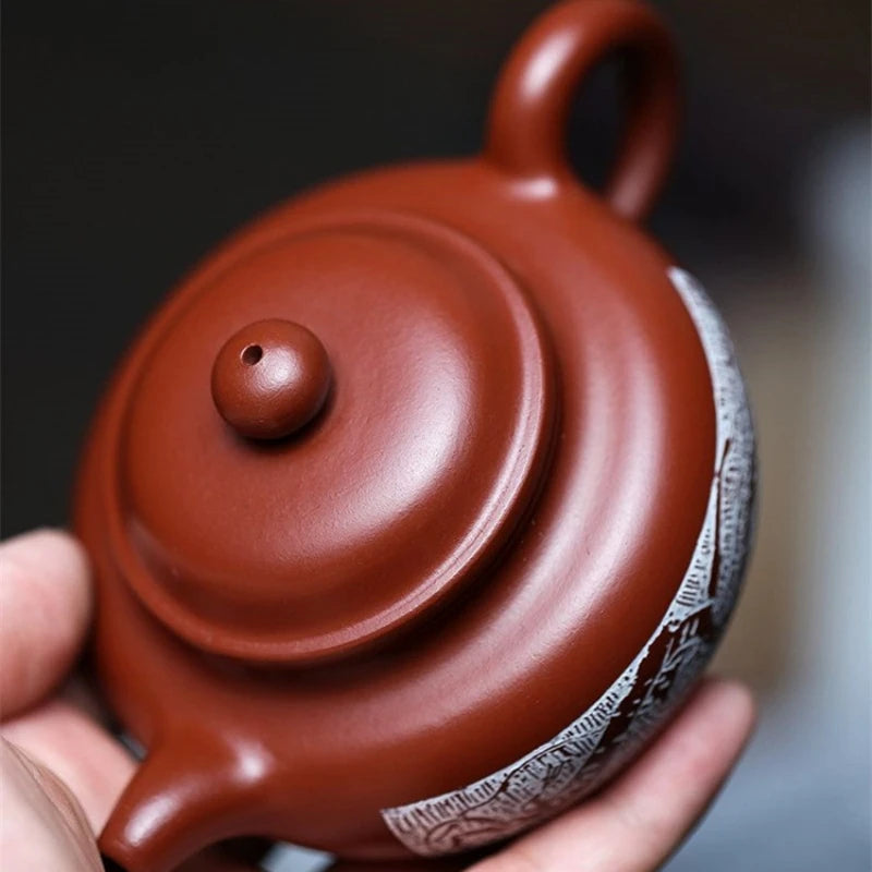ball shaped infuser holes marked real yixing zisha dahongpao clay 190ml tea pot handmade original ore kungfu pot antique style