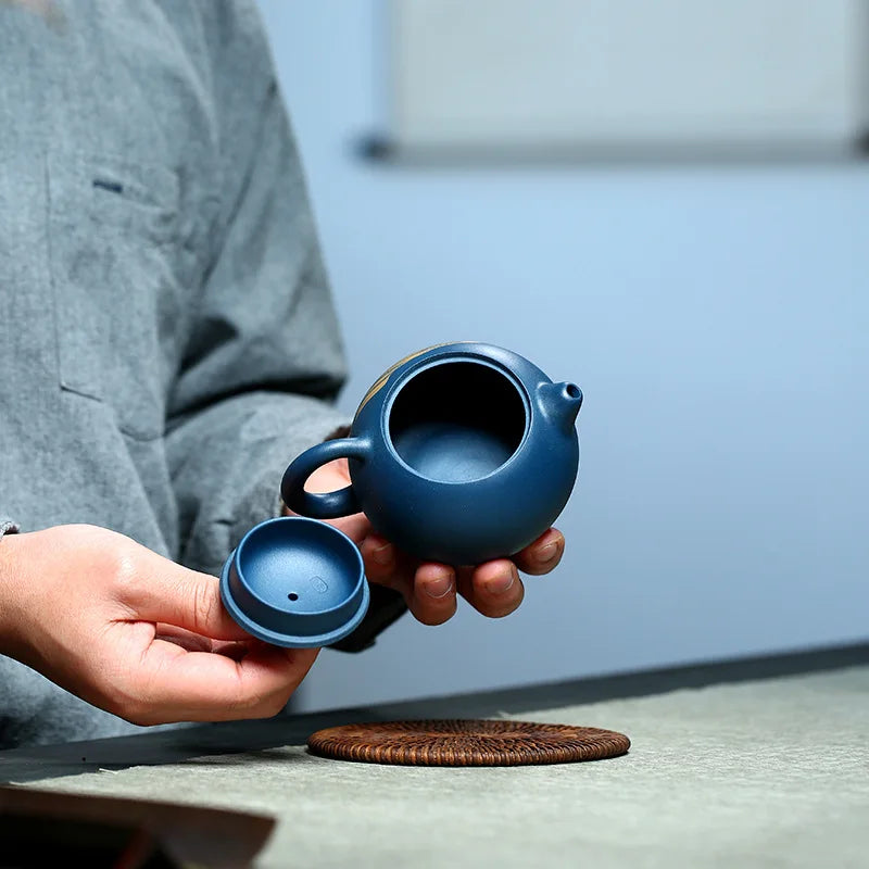 ball shaped infuser holes marked xishi pot real yixing zisha tianqing clay kungfu tea pot 210ml handmade master brewer pot China
