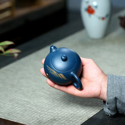 ball shaped infuser holes marked xishi pot real yixing zisha tianqing clay kungfu tea pot 210ml handmade master brewer pot China