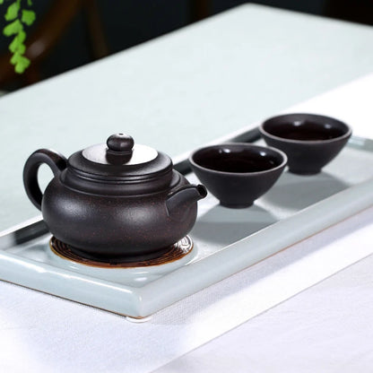 ball shaped infuser holes tea pot full handmade master pot marked real yixing zisha black galaxy clay pot of tea limited stock