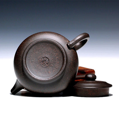 ball shaped infuser holes tea pot full handmade master pot marked real yixing zisha black galaxy clay pot of tea limited stock