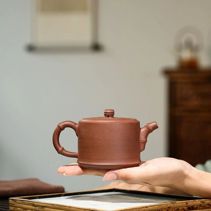 bamboo design real yixing zisha tea pot purple grit on sales kungfu pot marked handpainted clay pot of tea China free shipping