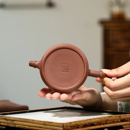 bamboo design real yixing zisha tea pot purple grit on sales kungfu pot marked handpainted clay pot of tea China free shipping