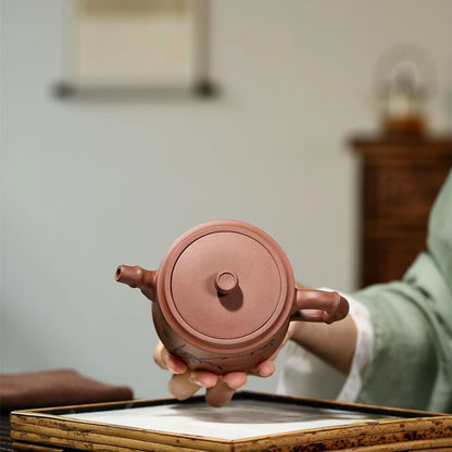 bamboo design real yixing zisha tea pot purple grit on sales kungfu pot marked handpainted clay pot of tea China free shipping
