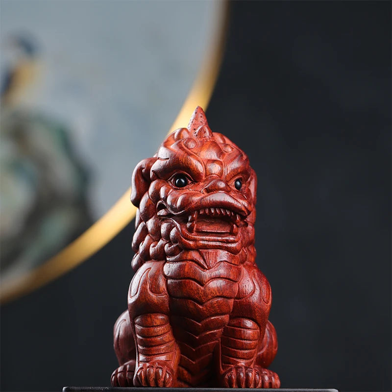 baphia nitida lodd 13cm Traditional Chinese Home Decor Office Decoration Feng Shui Mascot Real WoddCollection pixiu