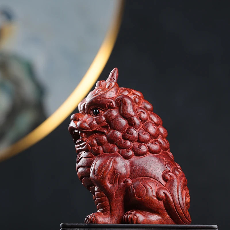 baphia nitida lodd 13cm Traditional Chinese Home Decor Office Decoration Feng Shui Mascot Real WoddCollection pixiu