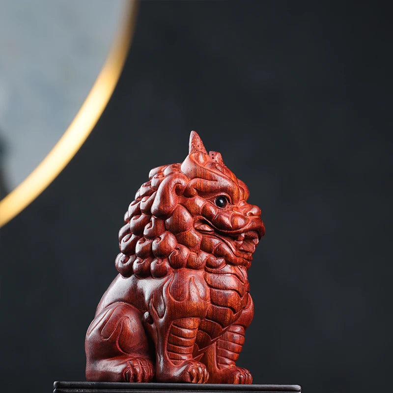 baphia nitida lodd 13cm Traditional Chinese Home Decor Office Decoration Feng Shui Mascot Real WoddCollection pixiu