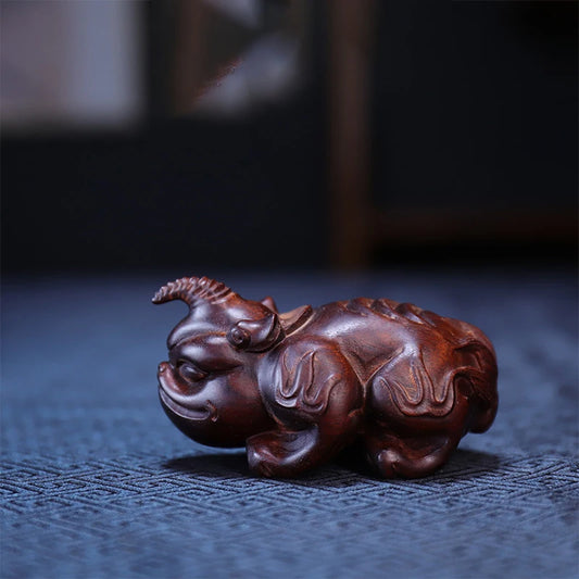 baphia nitida lodd 8cm Traditional Chinese Wood Statue Office Decoration Home Decor Mascot pixiu