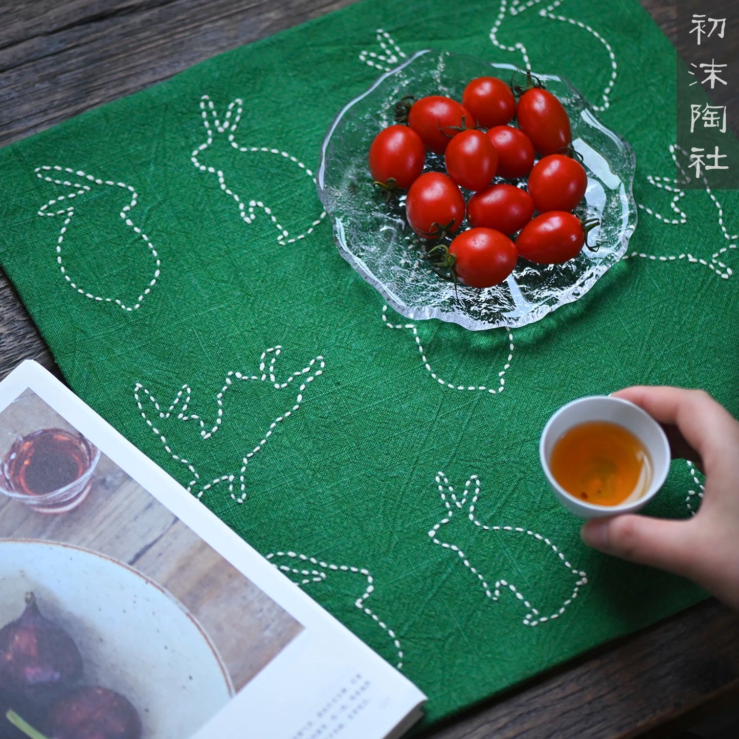 beginning of the stab son embroider tea table animals eat mat table mat r manual cloth art tea tea ceremony with zero