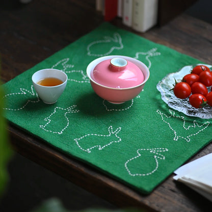 beginning of the stab son embroider tea table animals eat mat table mat r manual cloth art tea tea ceremony with zero