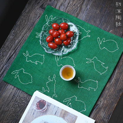 beginning of the stab son embroider tea table animals eat mat table mat r manual cloth art tea tea ceremony with zero