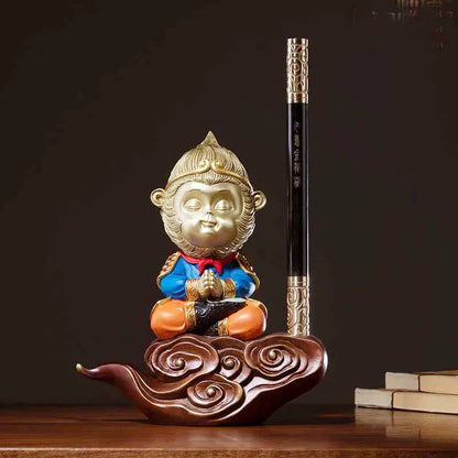 best gift # Global Limited Edition 100% handmade God of War CHINA Sun WuKong color brass Sculpture home office Ornament ART
