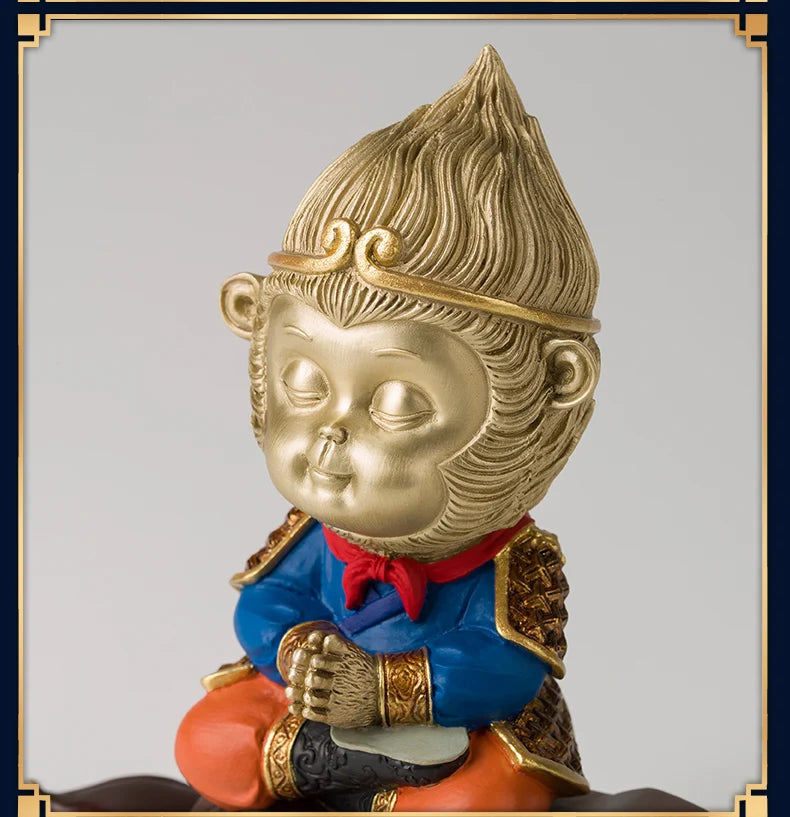 best gift # Global Limited Edition 100% handmade God of War CHINA Sun WuKong color brass Sculpture home office Ornament ART
