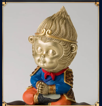 best gift # Global Limited Edition 100% handmade God of War CHINA Sun WuKong color brass Sculpture home office Ornament ART