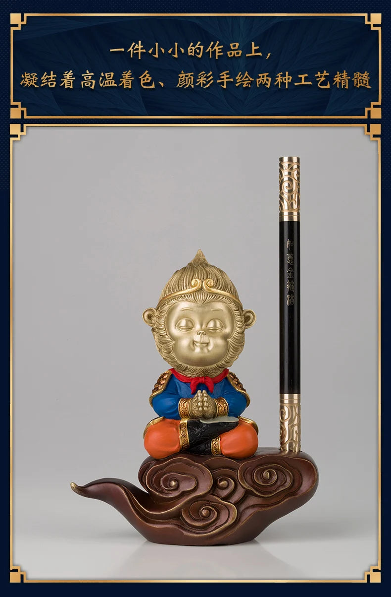 best gift # Global Limited Edition 100% handmade God of War CHINA Sun WuKong color brass Sculpture home office Ornament ART