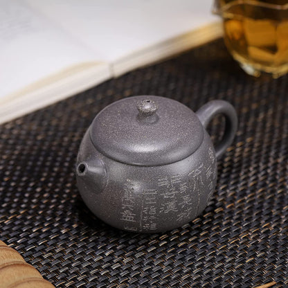 MANXING Zisha Teapot, Chinese Yixing Clay Handmade Teapot 7.9 Oz, Infuse Brew Kung Fu Loose Leaf Tea Maker -Yinwan,Grey Clay