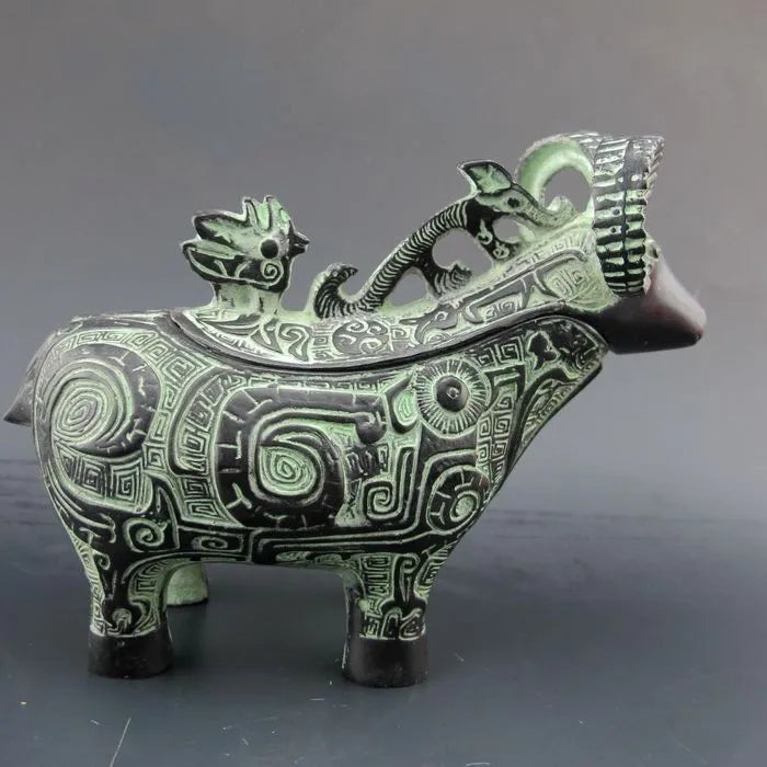 bi001 Chinese Bronze Statue - Sheep