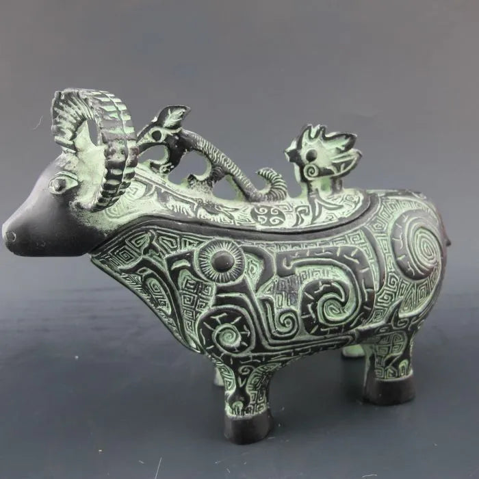 bi001 Chinese Bronze Statue - Sheep