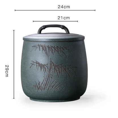 big jar with sealed lid tea Storage for Pu'er cake real yixing zisha tea canister hand carved wintersweet orchid bamboo Mum new