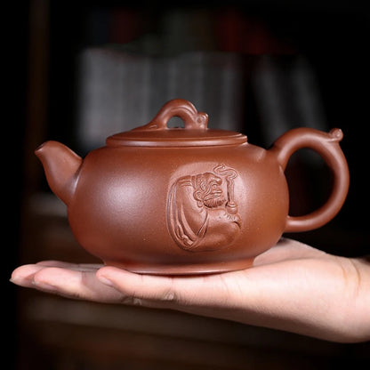 big pot 470ml real yixing zisha teapot original ore zihong clay zisha handmade carve Zen style marked 9 infuser holes on sales