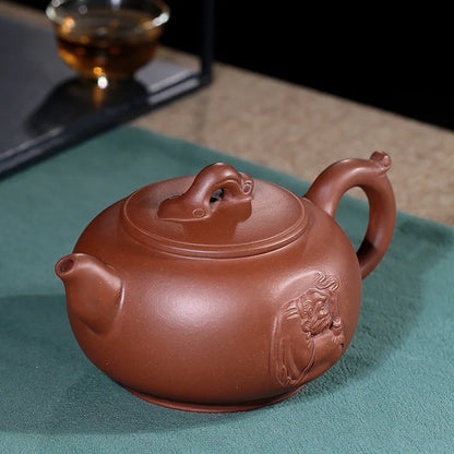 big pot 470ml real yixing zisha teapot original ore zihong clay zisha handmade carve Zen style marked 9 infuser holes on sales