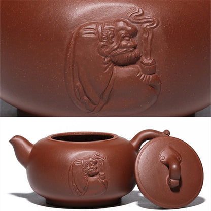 big pot 470ml real yixing zisha teapot original ore zihong clay zisha handmade carve Zen style marked 9 infuser holes on sales