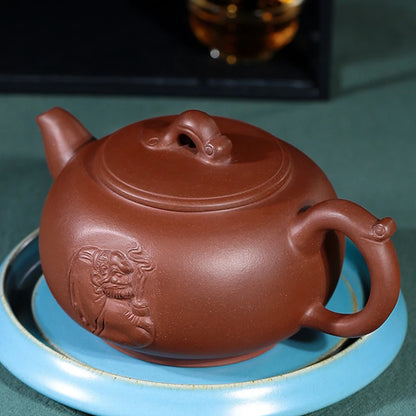 big pot 470ml real yixing zisha teapot original ore zihong clay zisha handmade carve Zen style marked 9 infuser holes on sales