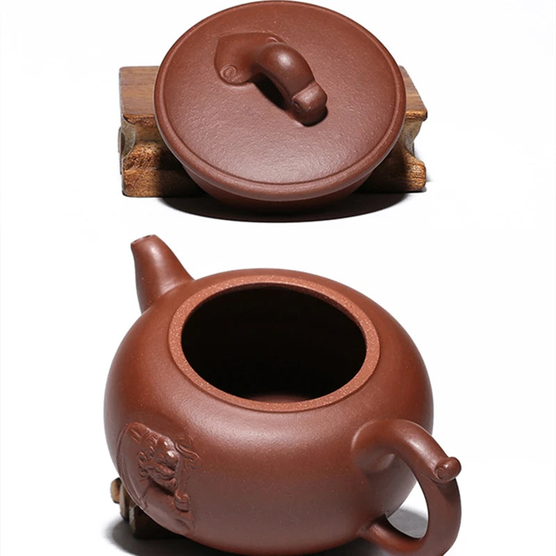 big pot 470ml real yixing zisha teapot original ore zihong clay zisha handmade carve Zen style marked 9 infuser holes on sales