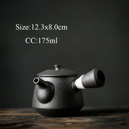 black crockery ceramic kyusu teapot porcelain tea pot drinkware
