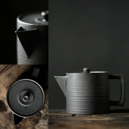 black crockery ceramic kyusu teapot porcelain tea pot drinkware