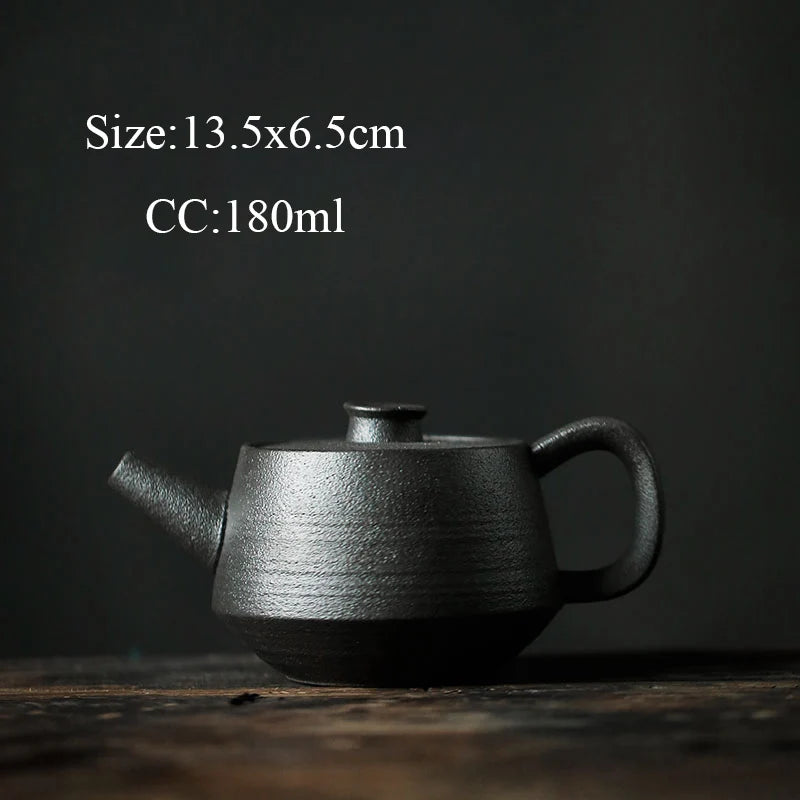 black crockery ceramic kyusu teapot porcelain tea pot drinkware