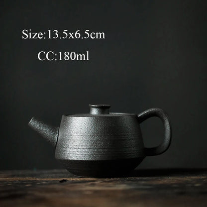 black crockery ceramic kyusu teapot porcelain tea pot drinkware