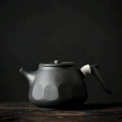 black crockery ceramic kyusu teapot porcelain tea pot drinkware