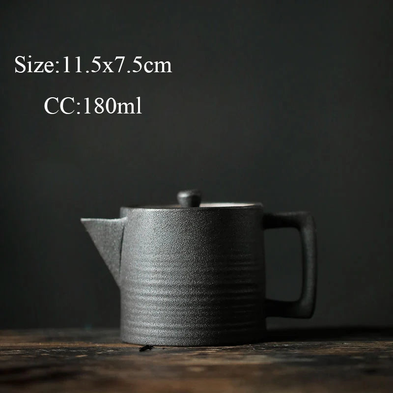 black crockery ceramic kyusu teapot porcelain tea pot drinkware