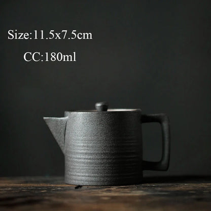 black crockery ceramic kyusu teapot porcelain tea pot drinkware
