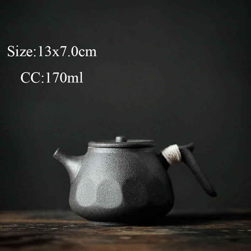 black crockery ceramic kyusu teapot porcelain tea pot drinkware