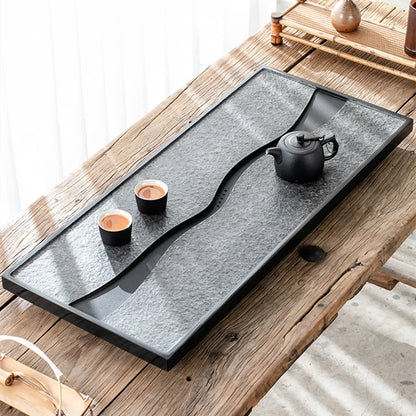 black stone tea tray hand carved weighted tea table for kungfu tea set water draining serving trays multi size for business new