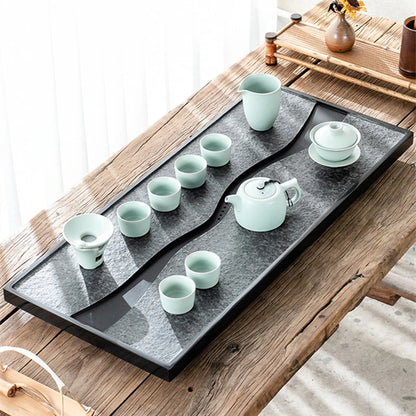 black stone tea tray hand carved weighted tea table for kungfu tea set water draining serving trays multi size for business new