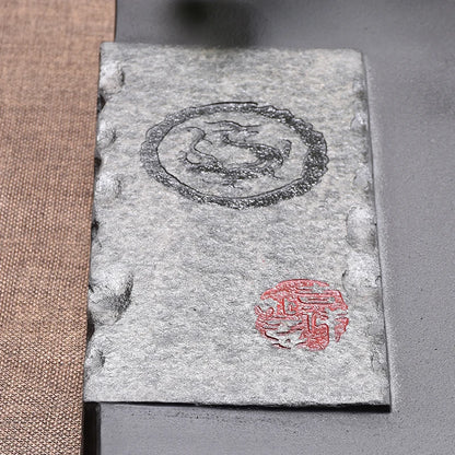 black stone tea tray heavy calligraphy engraved tea table weighted water draining tea boat serving tray multi-size Chinese trays