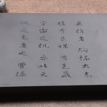 black stone tea tray heavy calligraphy engraved tea table weighted water draining tea boat serving tray multi-size Chinese trays