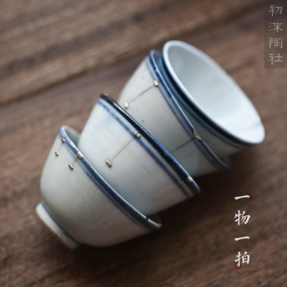 blue and white porcelain cup old curium nail wrap large mouth repair master sample tea cup cup of republic of China
