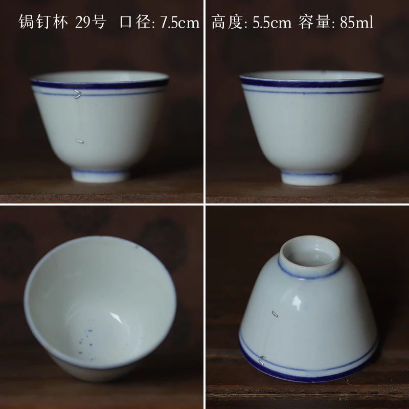 blue and white porcelain cup old curium nail wrap large mouth repair master sample tea cup cup of republic of China