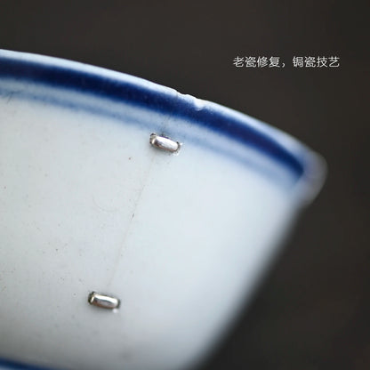 blue and white porcelain cup old curium nail wrap large mouth repair master sample tea cup cup of republic of China