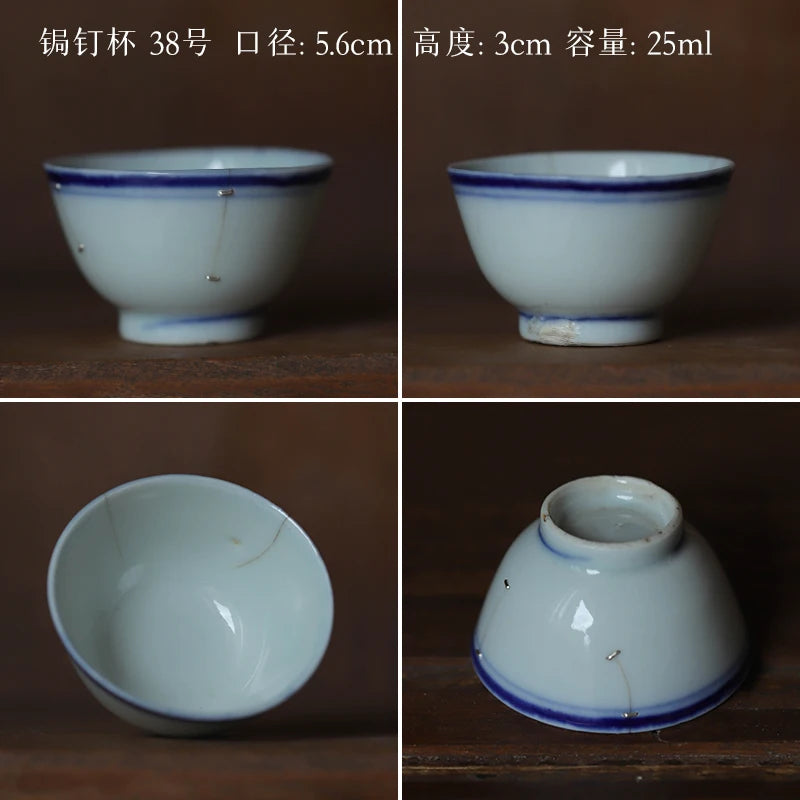 blue and white porcelain cup old curium nail wrap large mouth repair master sample tea cup cup of republic of China