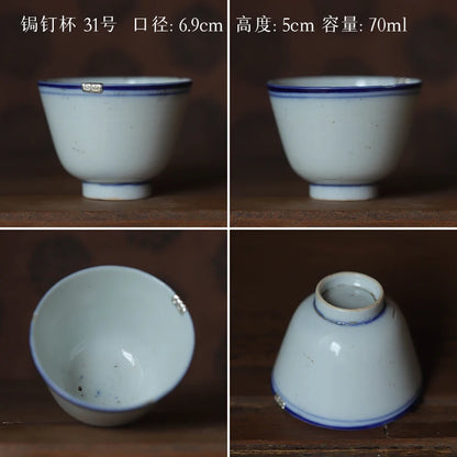 blue and white porcelain cup old curium nail wrap large mouth repair master sample tea cup cup of republic of China