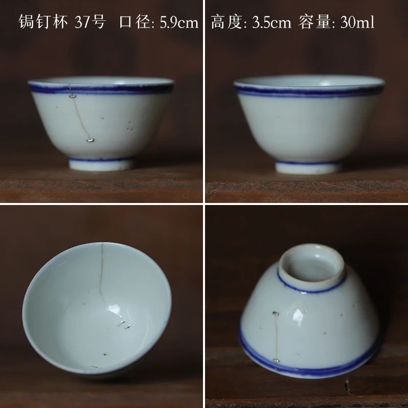blue and white porcelain cup old curium nail wrap large mouth repair master sample tea cup cup of republic of China